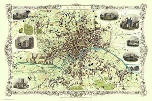 Images Dated 5th November 2020: Old Map of Leeds 1851 by John Tallis