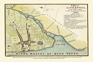 Images Dated 14th October 2020: Old map of Liverpool 1650 by Thomas Kaye