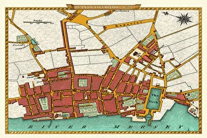 Images Dated 5th November 2020: Old Map of Liverpool 1725