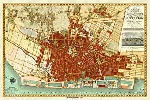 Images Dated 14th October 2020: Old Map of Liverpool 1821 by J. Gore