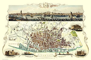 Liverpool City Collection: Old Map of Liverpool 1851 by John Tallis
