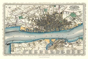 Images Dated 5th October 2020: Old Map of Liverpool 1866 by Fullarton & Co