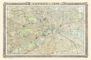 London Map Gallery: Old Map of London 1898 from the Royal Atlas by Bartholomew