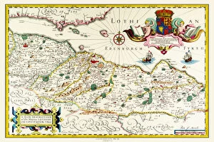 Johan Blaeu Gallery: Old Map of Lothian - Scottish Lowlands by Johan Blaeu from the Atlas Novus