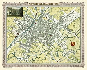 English & Welsh PORTFOLIO Collection: Old Map of Manchester 1807 by Cole and Roper