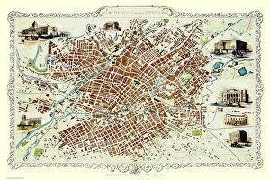 John Tallis Collection: Old Map of Manchester 1851 by John Tallis