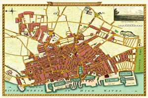 Liverpool City Collection: Old Map of Map of Liverpool Surveyed in 1795 by John Stockdale