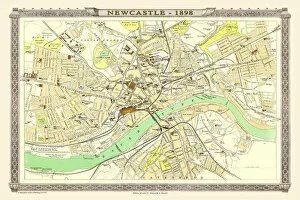 Royal Atlas Collection: Old Map of Newcastle 1898 from the Royal Atlas by Bartholomew