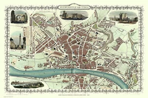 John Tallis Collection: Old Map of Newcastle upon Tyne 1851 by John Tallis