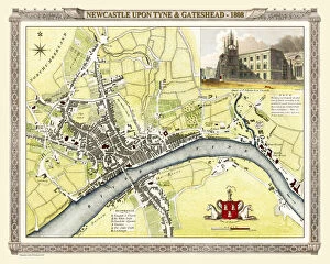 English & Welsh PORTFOLIO Collection: Old Map of Newcastle upon Tyne and Gateshead 1808 by Cole and Roper
