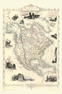 Tallis Collection: Old Map of North America 1851 by John Tallis