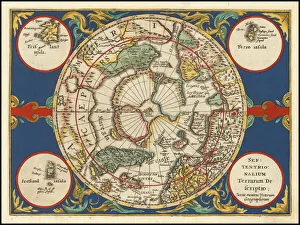 Old Map of The North Pole Septentrionalium Terrarum descriptio'originally Published by Johannes Cloppenburg 1632