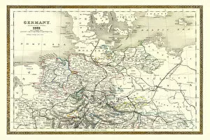 Maps of Germany PORTFOLIO Collection: Old Map of Northern Germany 1852 by Henry George Collins