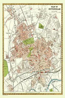 Old Town Plan Collection: Old Map of Nottingham 1893 from the Comprehensive Gazetteer Atlas of England and Wales