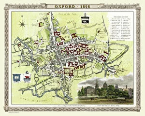 : Old Map of Oxford 1808 by Cole and Roper