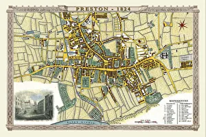 Old Map of Preston 1824 by Edward Baines