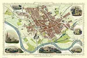 John Tallis Collection: Old Map of Preston 1851 by John Tallis