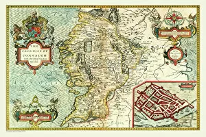 Ireland and Provinces PORTFOLIO Collection: Old Map of The Province of Connacht, Ireland 1611 by John Speed