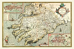 Ireland and Provinces PORTFOLIO Collection: Old Map of The Province of Munster, Ireland 1611 by John Speed