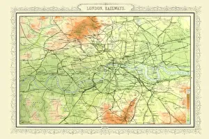 Old Railway Maps PORTFOLIO Collection: Old Map of the Railways of London 1898 from the Royal Atlas