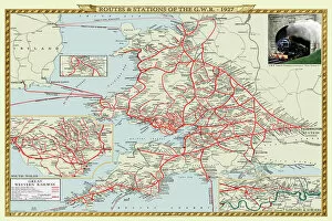 Railway Map Gallery: Old Map of the Routes and Stations of the Great Western Railway 1927