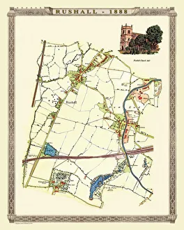 English & Welsh PORTFOLIO Collection: Old Map of Rushall to Daw End near Walsall 1888