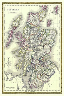 Scotland and Counties PORTFOLIO Gallery: Old Map of Scotland 1852 by Henry George Collins