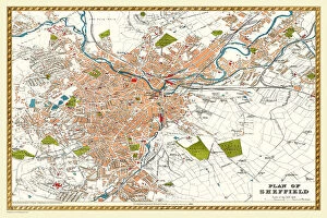 Images Dated 7th October 2020: Old Map of Sheffield 1893 from the Comprehensive Gazetteer Atlas of England and Wales
