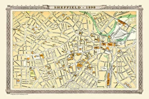 Images Dated 5th November 1898: Old Map of Sheffield 1898 from the Royal Atlas by Bartholomew