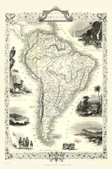 John Tallis Map Collection: Old Map of South America 1851 by John Tallis