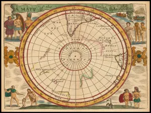 Old Map of The South Pole originally Published by J.Seller 1684 Old Map of The South Pole originally Published by J.Seller 1684