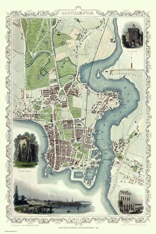 John Tallis Map Gallery: Old Map of Southampton 1851 by John Tallis