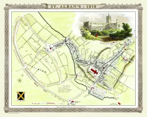 Cole And Roper Gallery: Old Map of St Albans 1810 by Cole and Roper