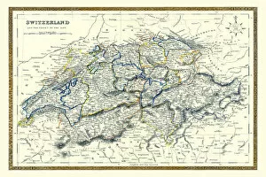 Collins Collection: Old Map of Switzerland 1852 by Henry George Collins