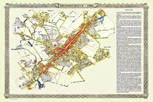 Images Dated 14th October 2020: Old Map of the Town of Bromsgrove in Worcestershire 1884
