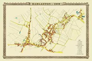 Town Plan Collection: Old Map of the Town of Darlaston in the West Midlands 1838