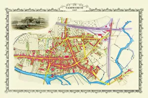 Images Dated 27th October 2020: Old Map of the Town of Tamworth in Staffordshire 1885