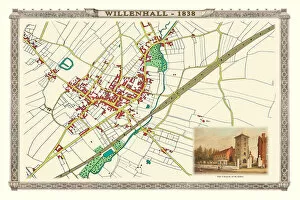 Old Map of the Town of Willenhall showing the Old Church of St Giles in 1838