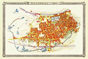 Town Plan Collection: Old Map of the Town of Willenhall in the West Midlands 1884