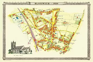 Images Dated 14th October 2020: Old Map of the Village of Bloxwich near Walsall 1884