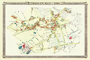 Images Dated 27th October 2020: Old Map of the Village of Cheslyn Hay in Staffordshire 1884