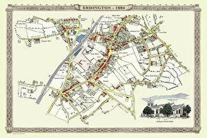 Old Town Plan Collection: Old Map of the Village of Erdington in the West Midlands 1884