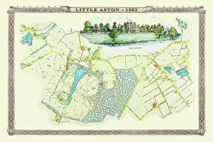 Images Dated 27th October 2020: Old Map of the Village of Little Aston in the West Midlands 1886