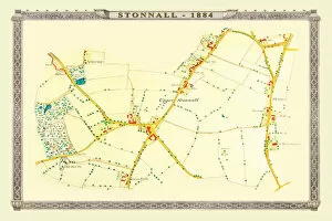 Images Dated 27th October 2020: Old Map of the Village of Stonnall in the West Midlands 1884