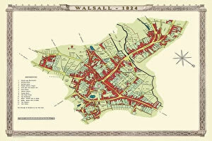 Town Plan Collection: Old Map of Walsall 1824 by Mason