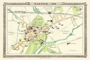 Images Dated 5th November 1898: Old Map of Warwick 1898 from the Royal Atlas by Bartholomew