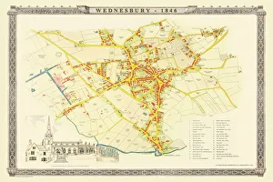 Town Plan Gallery: Old Map of Wednesbury Town in the Black Country 1846