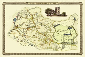 English & Welsh PORTFOLIO Collection: Old Map of West Bromwich in the West Midlands 1837