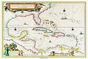Blaeu Prints: Old Map of The West Indies 1662 by Willem & Johan Blaue from the Theatrum Orbis Terrarum
