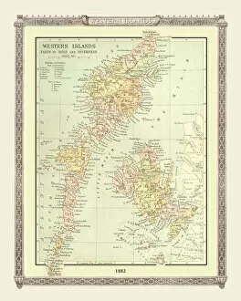 Images Dated 16th April 2010: Old Map of the Western Isles from the Philips Handy Atlas of 1882
